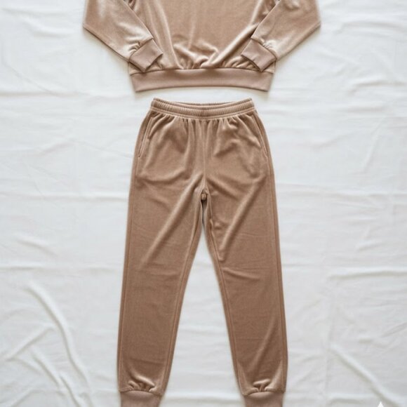 NWT Jenni Intimates Cocoa Velour Shiny Glam Matching Sweatsuit XL - Picture 6 of 15